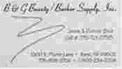 B & G Beauty & Barber Supply, Inc., Reno NV 89502  
775-829-2704